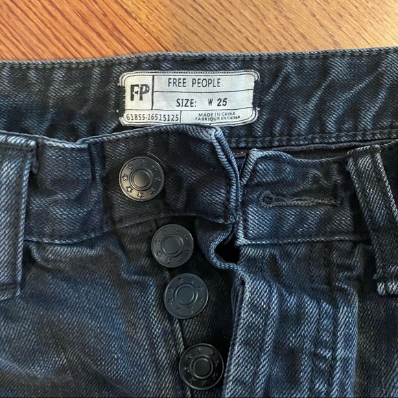 Free people black button fly denim shorts - Picture 2 of 3